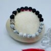 Unisex Lava Stone and Howlite Beaded Bracelet with Buddha Charm