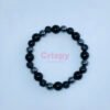 Unisex Black and Grey Patterned Stone Beaded Bracelet