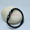 Unisex Infinity Symbol Black Leatherette Bracelet with Silver-Toned Accent