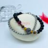 Tiger's Eye Stone Beaded Bracelet with Stainless Steel Chain Bracelet Set (Set of 2)
