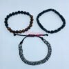Black Stone Beaded Bracelet Set with Charms (Set of Three)