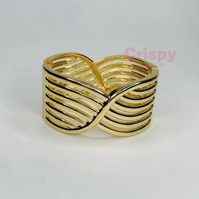 Golden Polished Intertwined Kada Bracelet For Women