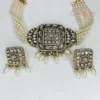 Antique Polished Pearl & Kundan Choker Set with Earrings