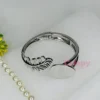 Silver Polished Leaf Motif Cuff Bracelet For Women