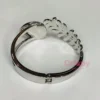 Silver Polished Leaf Motif Cuff Bracelet For Women