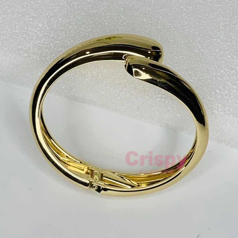 Golden Polished Open-Ended Wrap Bracelet For Women