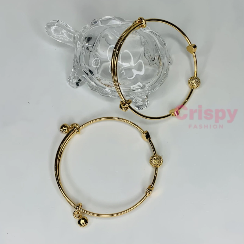 Golden Polished Adjustable Bangles For Women (Set of 2)