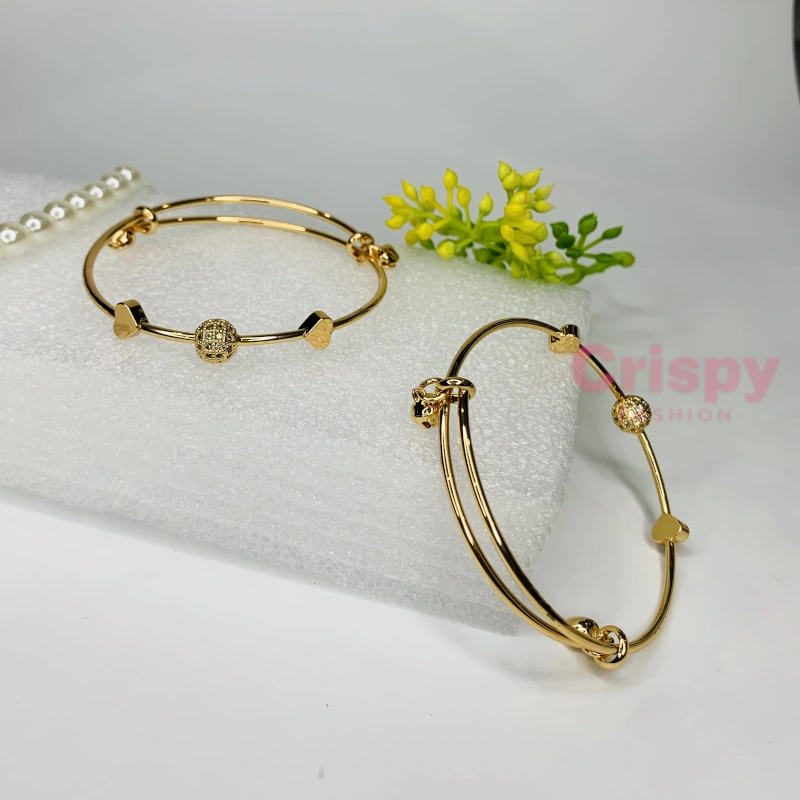 Golden Polished Adjustable Bangles For Women (Set of 2)