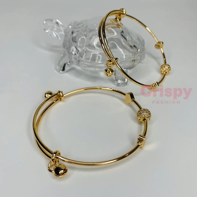 Golden Polished Adjustable Bangles For Women (Set of 2)