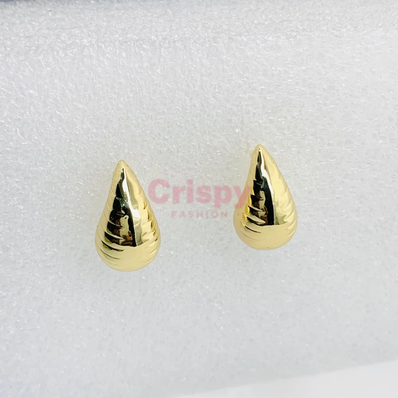 Golden Polished Sculpted Curve Stud Earrings