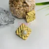 Golden Polished Square Stud Earrings with Pearl Center