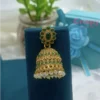 Traditional Golden Polished Goddess Lakshmi Temple Choker Necklace Set with Peacock Motifs and Jhumka Earrings