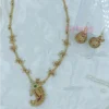Traditional Golden Polished Paisley/Mango Motif Necklace Set with Jhumka Earrings