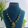 Traditional Golden Polished Paisley/Mango Motif Necklace Set with Jhumka Earrings