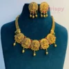 Traditional Matte Golden Polished Lakshmi Temple Jewellery Set