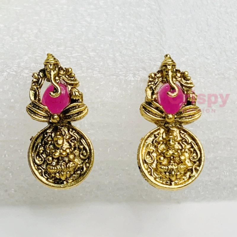 Traditional Golden Polished Coin and Temple Motif Necklace Set