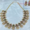 Traditional Golden Polished Coin and Temple Motif Necklace Set