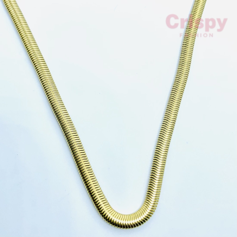 Golden Polished Flat Snake Chain Necklace for Men & Women
