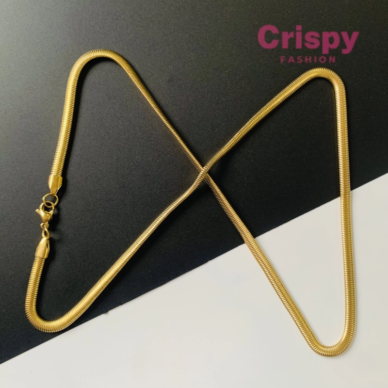 Golden Polished Flat Snake Chain Necklace for Men & Women