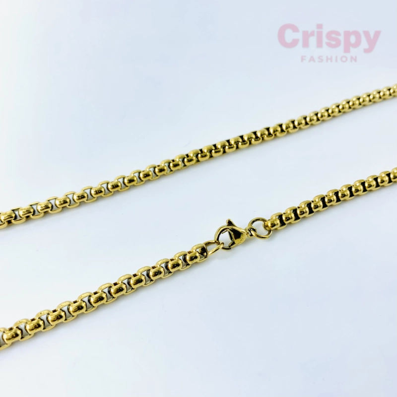 Ram Engraved Golden Polished Pendant with Box Chain Necklace for Men