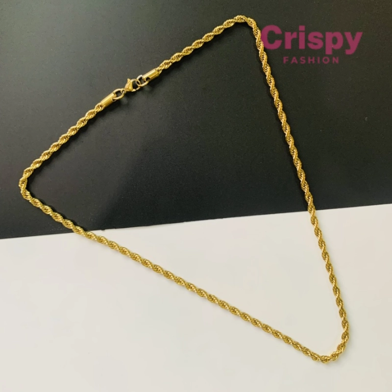 Golden Polished Rope Chain Necklace for Men & Women