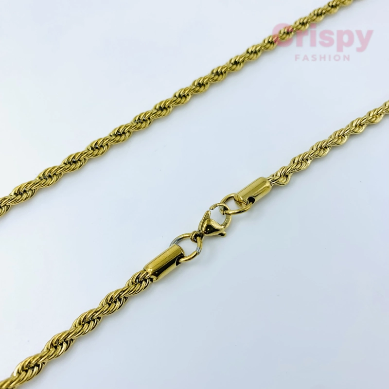 Golden Polished Rope Chain Necklace for Men & Women