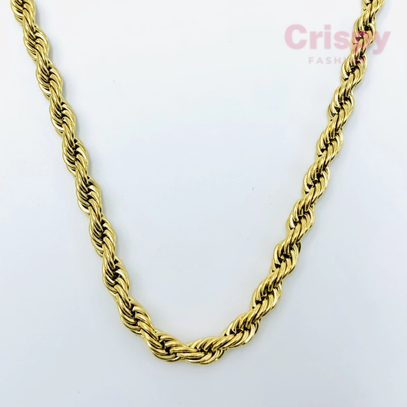 Golden Polished Rope Chain Necklace for Men & Women