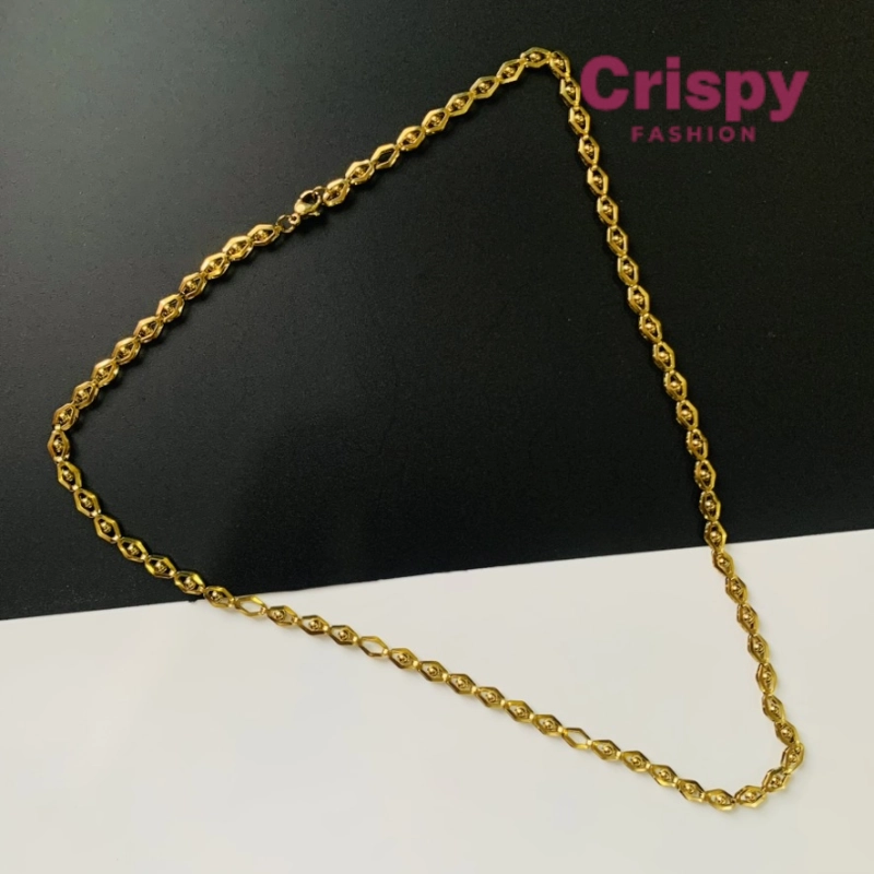 Contemporary Golden Polished Beaded Link Chain For Men