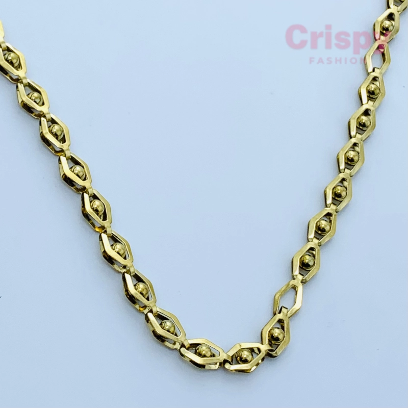 Contemporary Golden Polished Beaded Link Chain For Men