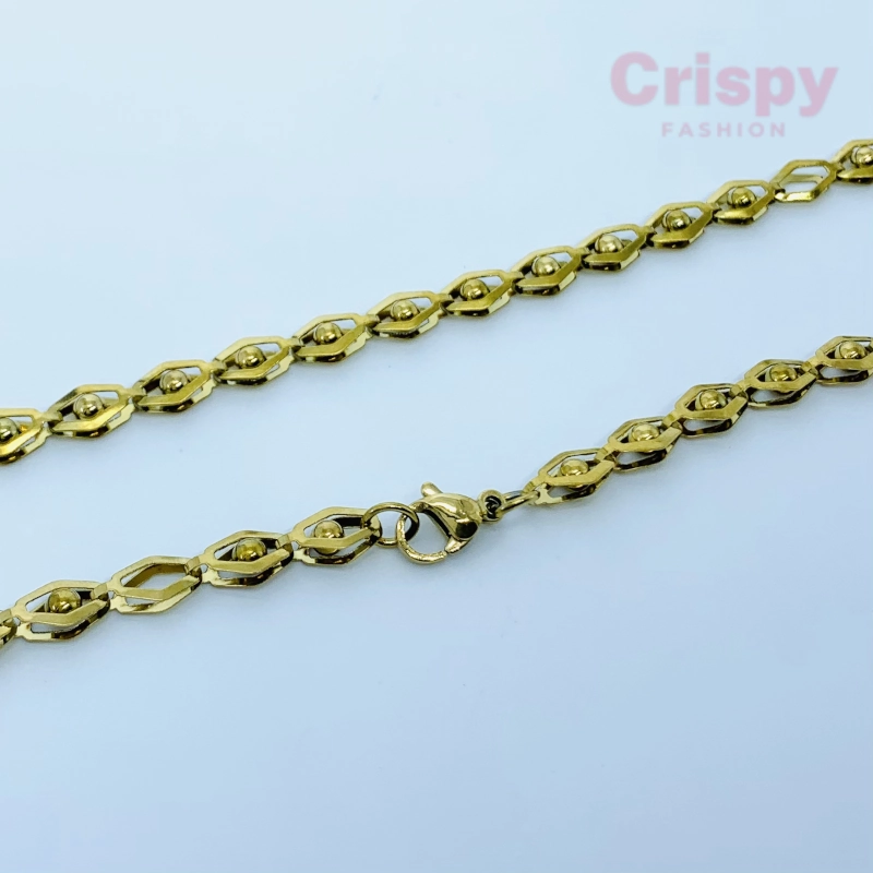 Contemporary Golden Polished Beaded Link Chain For Men
