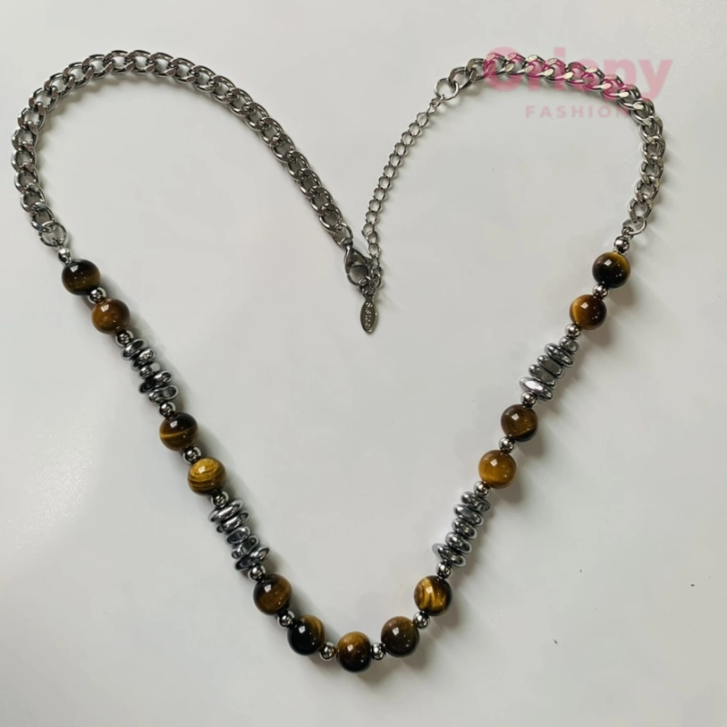 Natural Tiger Eye Chain Necklace For Men (20.5 Inch)