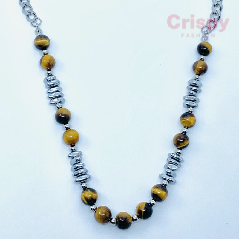 Natural Tiger Eye Chain Necklace For Men (20.5 Inch)