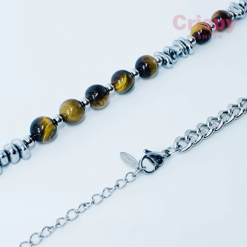 Natural Tiger Eye Chain Necklace For Men (20.5 Inch)