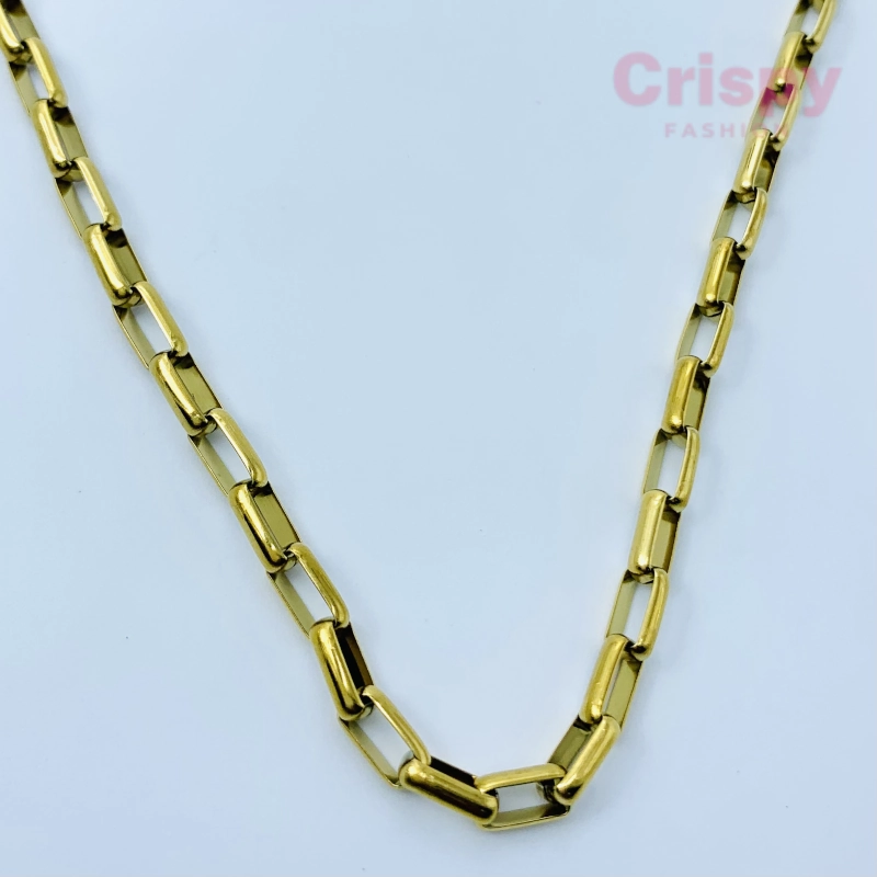 Modern Golden Polished Paperclip Chain Necklace For Men (22 Inch)