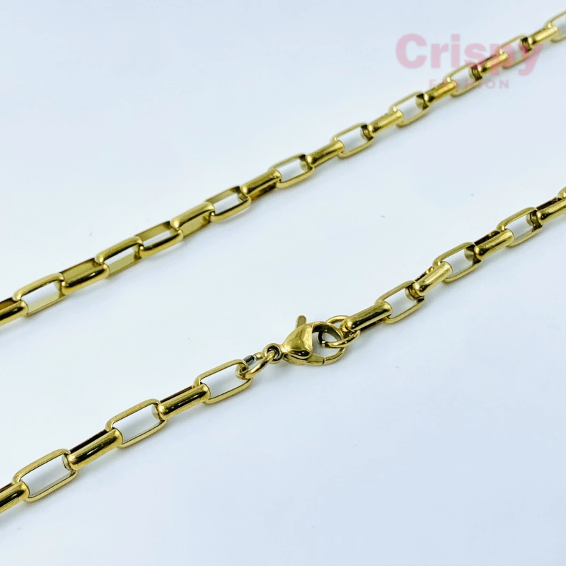 Modern Golden Polished Paperclip Chain Necklace For Men (22 Inch)