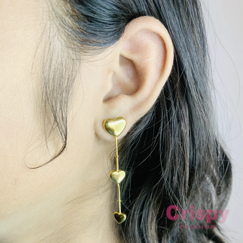 Cascading Golden Heart Dangler Earrings
