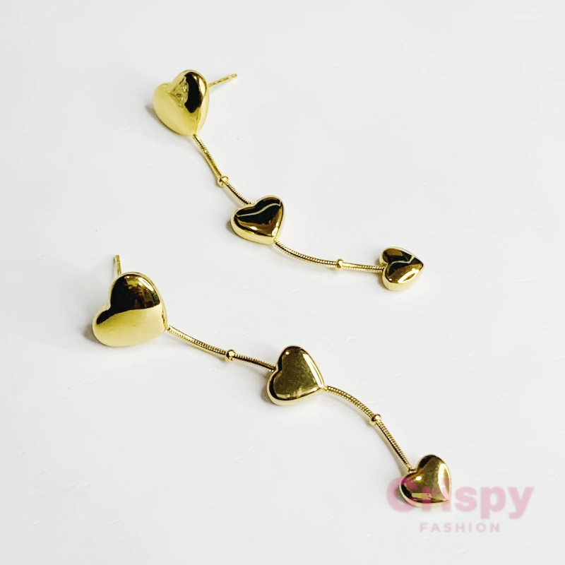 Cascading Golden Heart Dangler Earrings