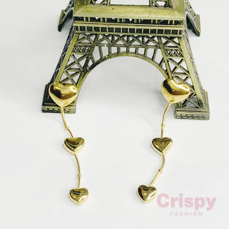 Cascading Golden Heart Dangler Earrings