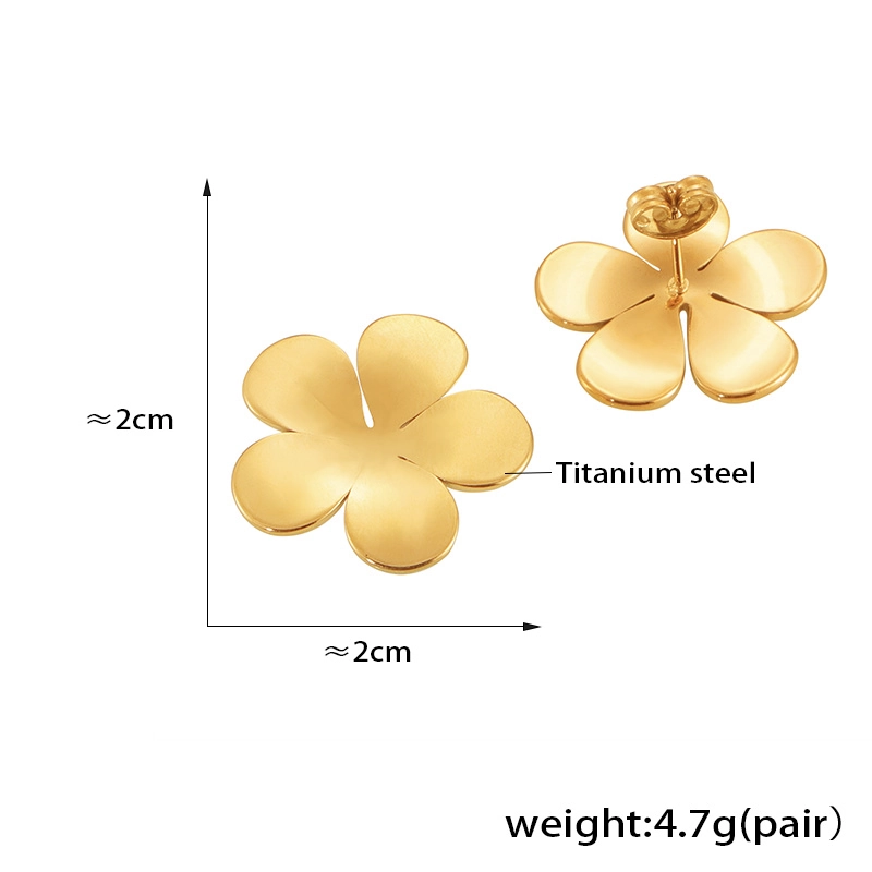 Golden Polished Flower Stud Earrings