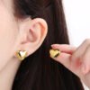 Classic Golden Polished Heart Stud Earrings