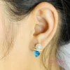 Pearl and Blue Crystal Drop Stud Earrings