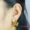Bold Ribbed Golden Polished Hoop Earrings