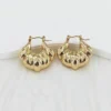 Bold Ribbed Golden Polished Hoop Earrings