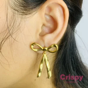Sculptural Golden Bow Dangler Earrings
